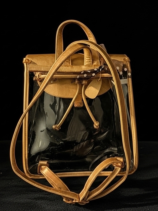 NWT Togogo Clear Gold Trim Women's Backpack - Picture 3 of 8